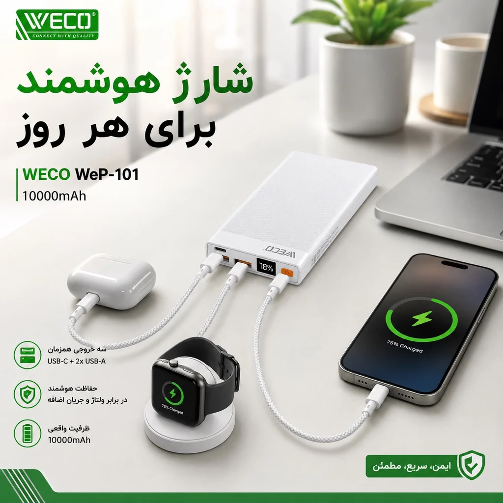 پاوربانک ویکو 10000 میلی آمپر WeP-101 - Image 7