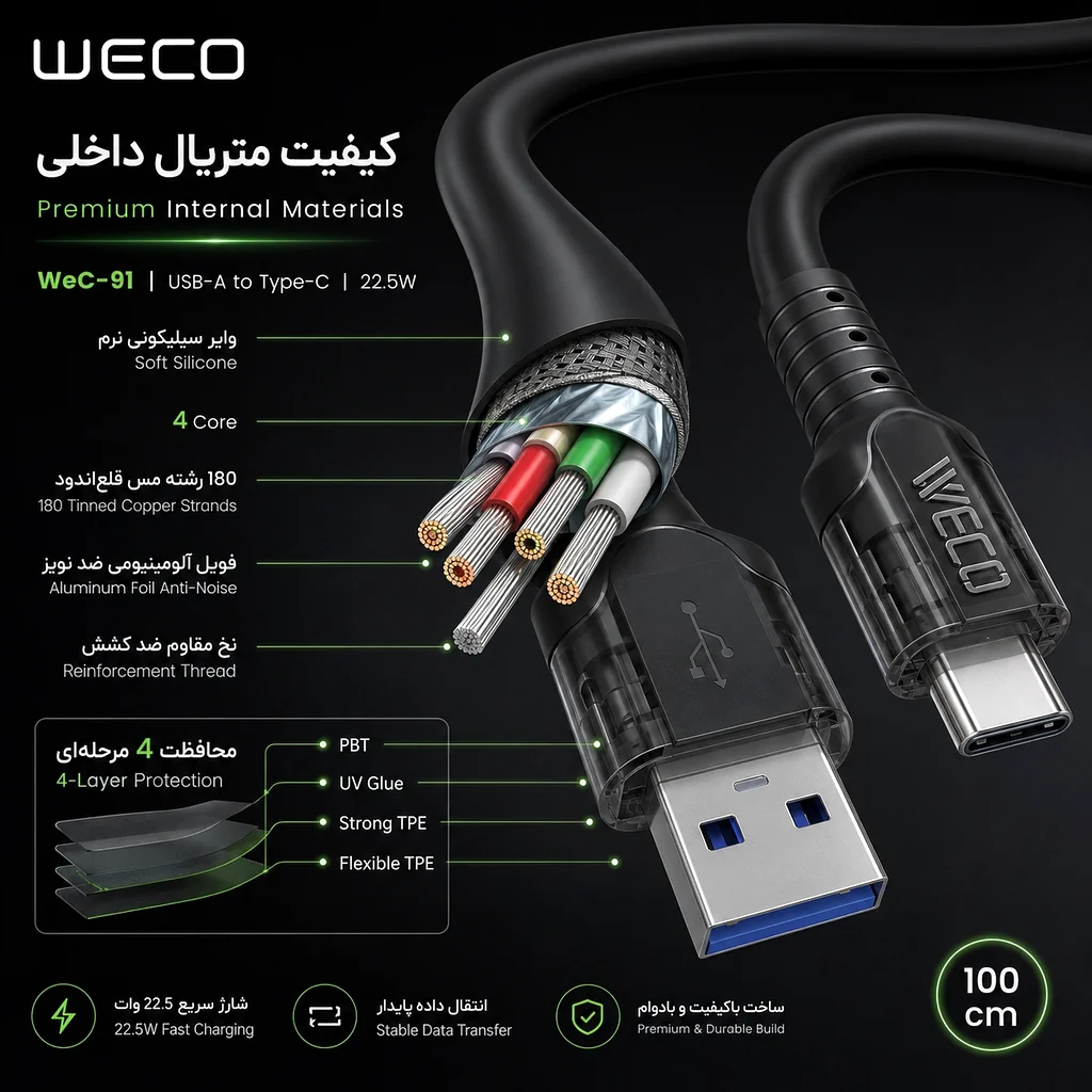 کابل شارژ ویکو WeC-91 Silicon Type-C - Image 3