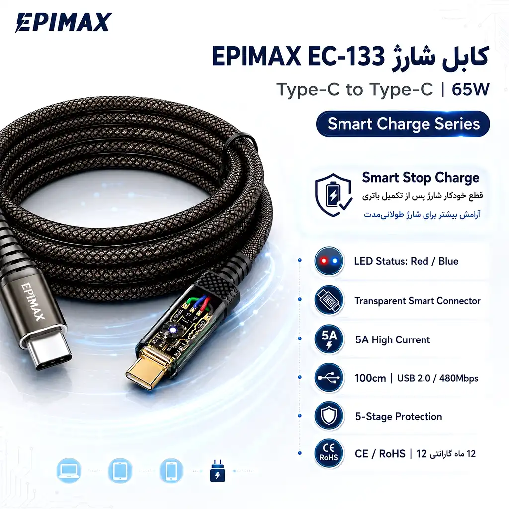 کابل شارژ اپیمکس EC-133 Smart Charge CtoC - Image 5