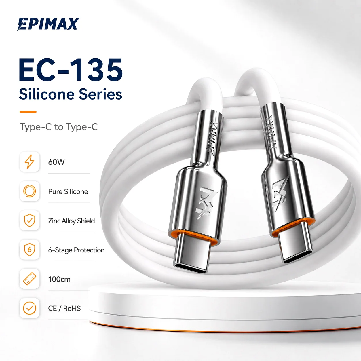 کابل شارژ اپیمکس EC-135 Silicon Series CtoC - Image 7
